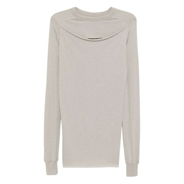 リックオウエンス レディース Tシャツ トップス Slashed levels long-sleeve t-shirt Grey|asty