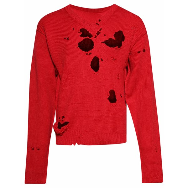 ヴェトモン メンズ 編み物\u0026プルオーバー アウター Destroyed jumper Red
