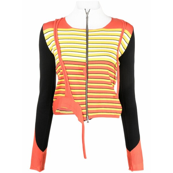 オットリンガー レディース ジレー アウター Asymmetric stripe-pattern cardigan Yellow