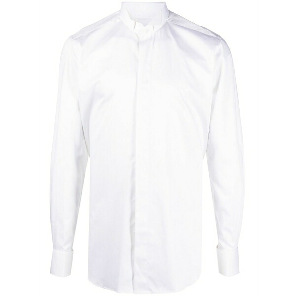 ザカス  メンズ プルオーバー トップス Long-sleeve cotton shirt White メンズファッション-トップス-カジュアルシャツ