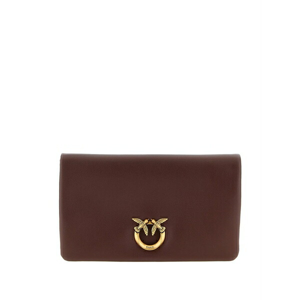ピンコ レディース クラッチペダル御徒面子 御徒面子 Love click padded birds leather clutch bag Brown