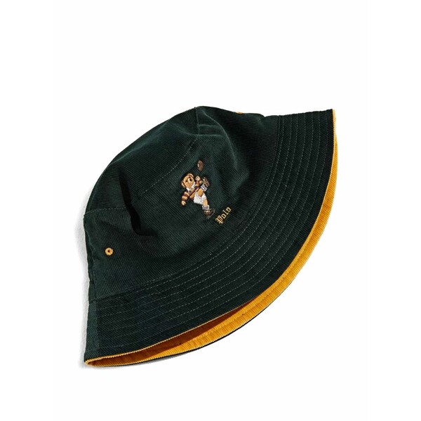ラルフローレン メンズ 帽子 アクセサリー Bear embroidered bucket hat Green|asty