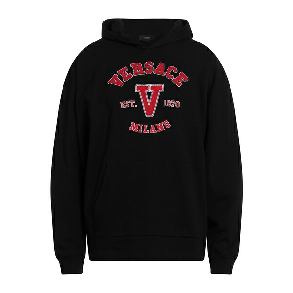 【貨物輸送無料】 ヴェルサーチ メンズ パーカー・スウェットシャツ アウター Sweatshirts Black