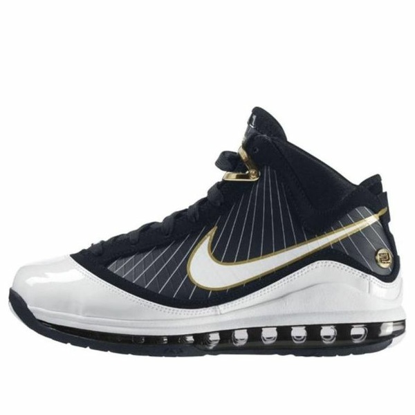 Nike ナイキ メンズ スニーカー  【Nike Air Max LeBron 7 \u0027Black White Gold\u0027 375664-011】  大いさ US_10.5(28.5糎)