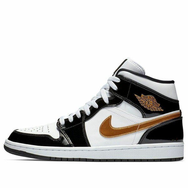 Jordan ジョーダン メンズ スニーカー  【Air Jordan 1 Mid Patent \u0027Black Gold\u0027 852542-007】  大きさ US_M_18