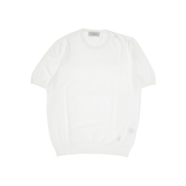 グランサッソ メンズ Tシャツ トップス Crew-neck knitted t-shirt White|asty