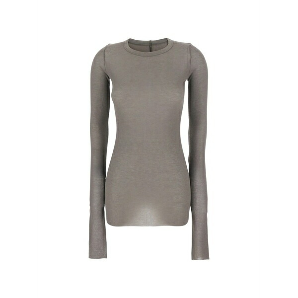 リックオウエンス レディース Tシャツ トップス Ribbed long-sleeves top Grey｜asty