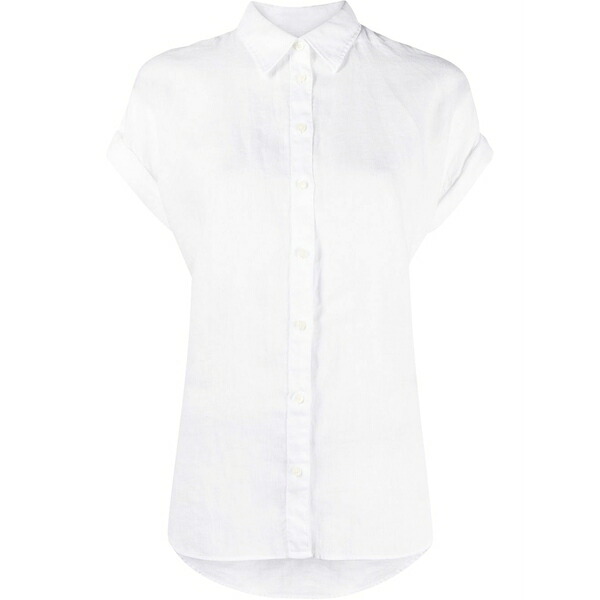 ラルフローレン レディース シャツ トップス Rolled-cuffs short-sleeve shirt White｜asty