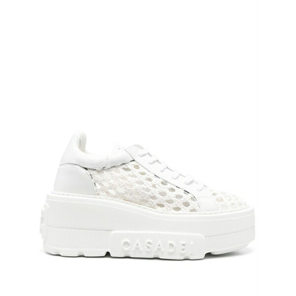 カサディ レディース スニーカー シューズ Woven platform sneakers White