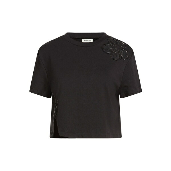 【送料無料】 サンドロ レディース Tシャツ トップス T-shirts Black｜asty