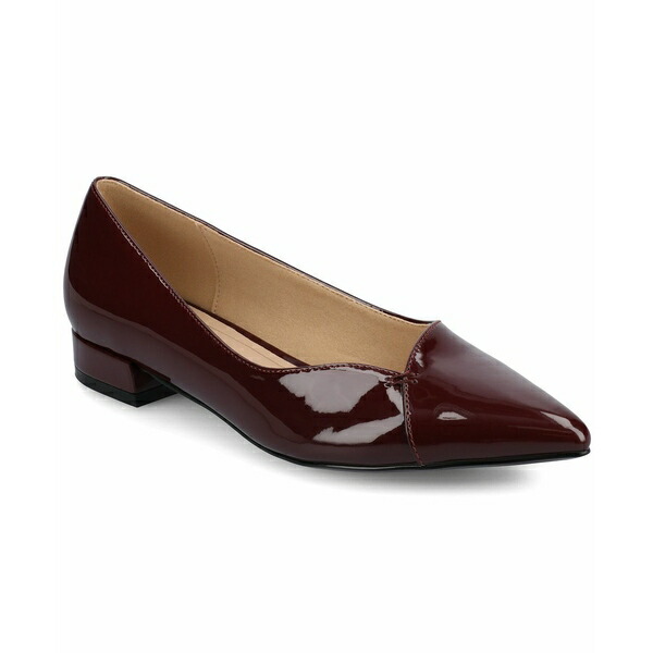 ジャーニーコレクション レディース サンダル シューズ Women's Carmin Slip On Pointed Toe Dress Flats Patent, Oxblood画像