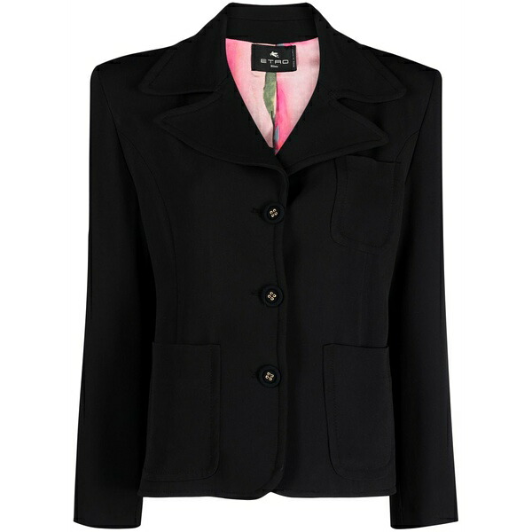 エトロ レディース 上衣＆上衣 アウター Single-breasted patch-pocket blazer Black