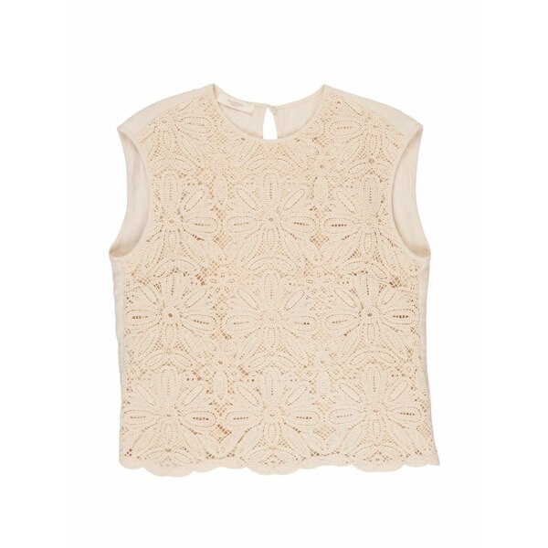 グランシャツ レディース プルオーバー トップス Macram?? lace top Neutrals レディースファッション-シャツ・ブラウス