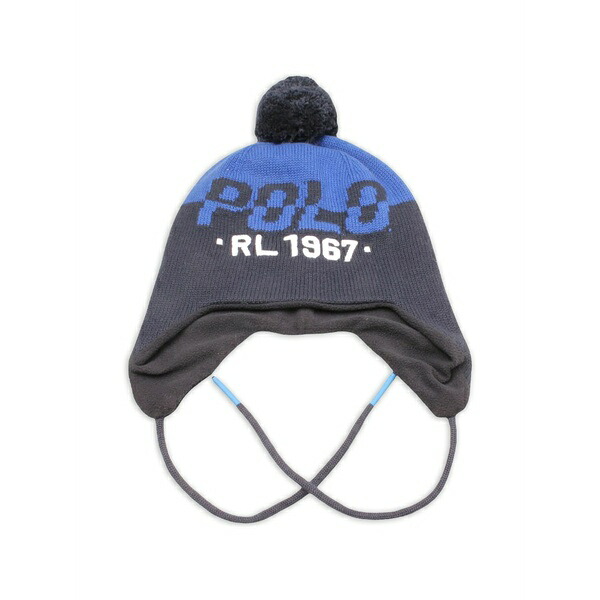 ラルフローレン メンズ かぶり笠 佩び物 Pom-pom earflap beanie hat Grey