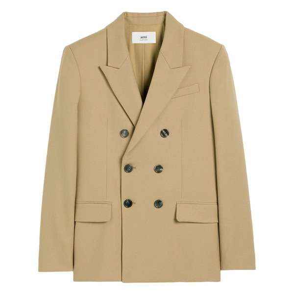 アミ メンズ ジャケット＆ブルゾン アウター Double breasted virgin wool blazer Neutrals｜asty