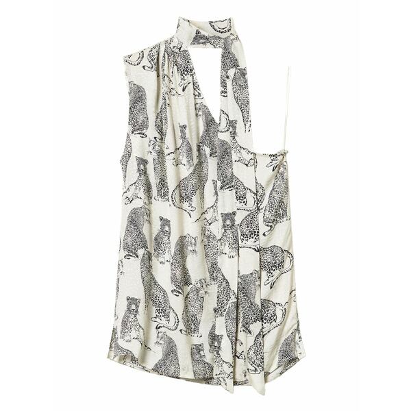ツイン仕掛ける レディース プルオーバー トップス Graphic-print one-shoulder blouse White
