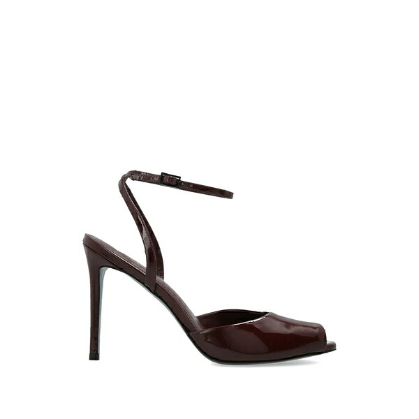 ブラック スエード スタジオ レディース サンダル シューズ Wrne ankle-strap peep-toe heeled sandals Red|asty