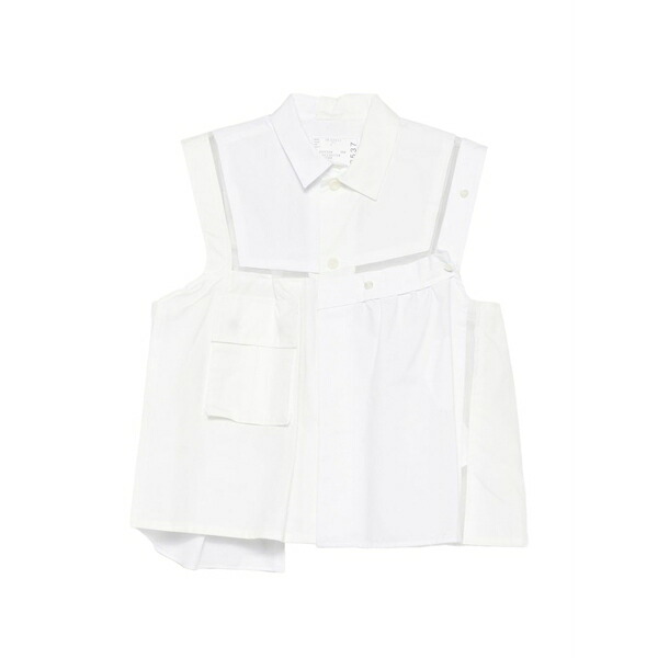 サカイ レディース シャツ トップス Deconstructed asymmetric top White｜asty 123,900円