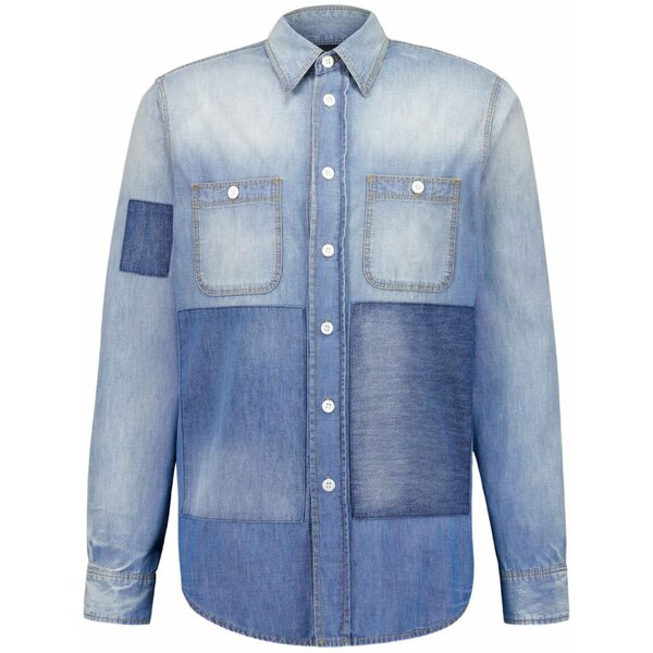 ジバンシー メンズ シャツ トップス Patchwork denim shirt Blue｜asty 107,690円