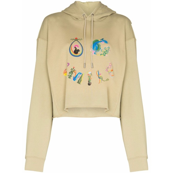 開会式 レディース パーカー・スウェットシャツ アウター Smile-print cropped hoodie Green