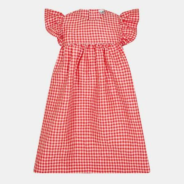 GANNI Checked Seersucker マキシドレス　コーヒーブラウン 350603288_3.jpg