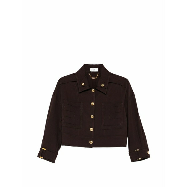 エリザベスフランキ レディース 上衣＆上衣 アウター Button-embellished jacket Brown
