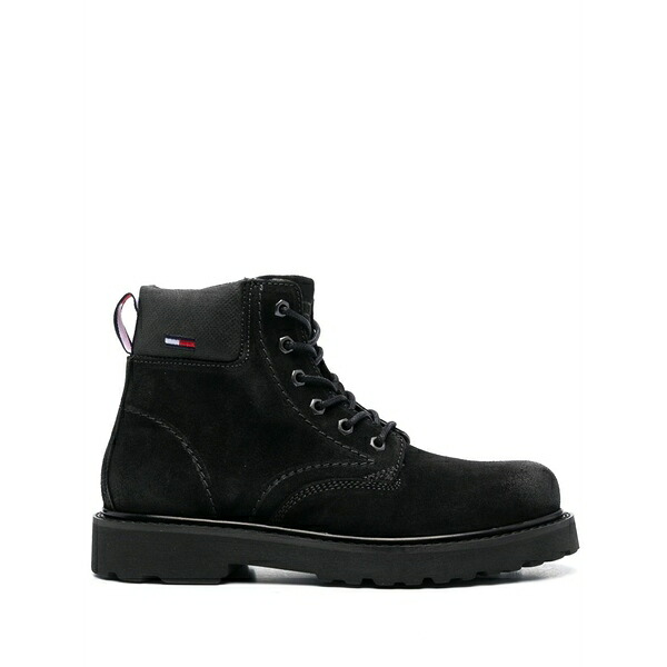 トミーヒルフィガー メンズ ブーツ シューズ Lace-up suede ankle boots Black