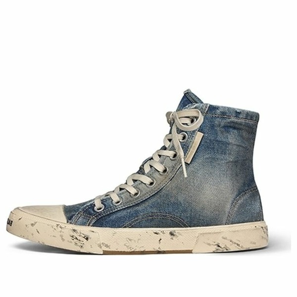 Balenciaga バレンシアガ メンズ スニーカー  【Balenciaga Paris High Top Sneakers \u0027Blue Destroyed Denim and Rubber\u0027 688752W3RCL4090】  大きさ US_9(27.0糎)