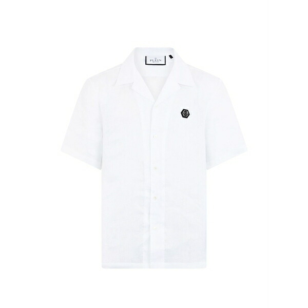 フィリップ飾り気のない メンズ プルオーバー トップス Logo-detail short-sleeve shirt White