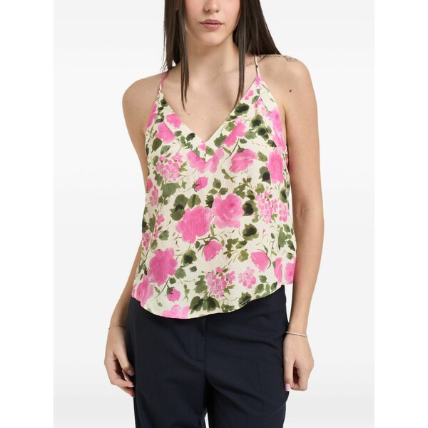 リュージョー レディース カットソー トップス Floral-print v-neck top Neutrals
