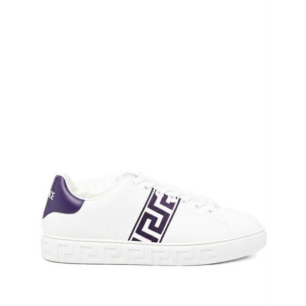 ヴェルサーチ メンズ スニーカー シューズ Greek key stripe trainers White