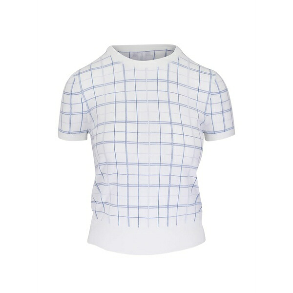 ヴィンス レディース ティーシャツ トップス Check-pattern knit cashmere top White