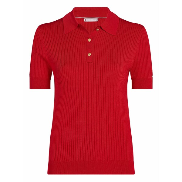 トミー ヒルフィガー レディース スポーツシャツ トップス Ribbed polo shirt Red