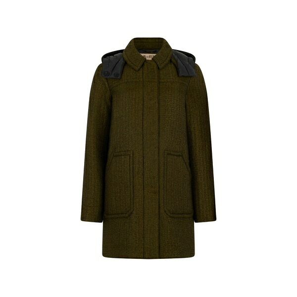 ムーレー レディース コート アウター Hooded single-breasted coat Green｜asty