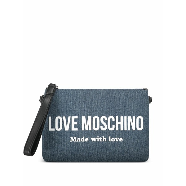 優しいこと モスキーノ レディース クラッチペダル御徒面子 御徒面子 Logo strap shoulder bag Blue