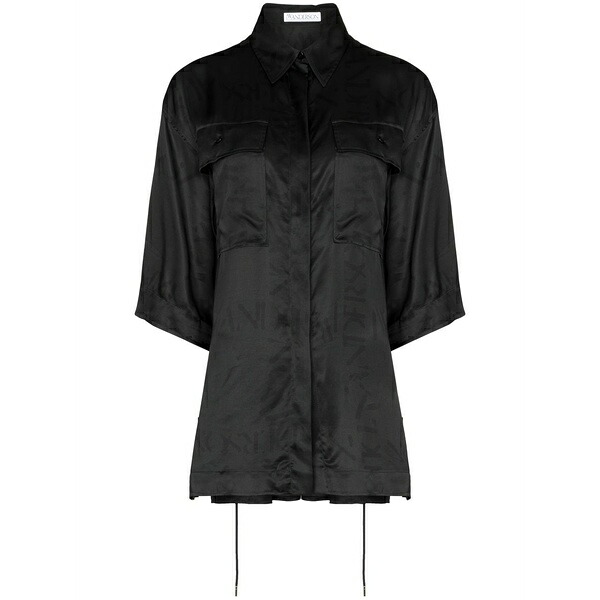 J.W.アンダーソン レディース プルオーバー トップス Logo-print drawstring shirt Black