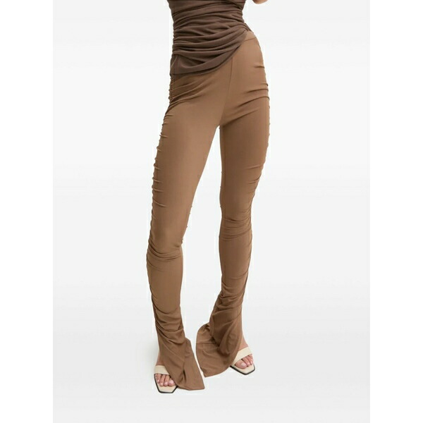 リックオウエンスリリーズ レディース 心地好いズボン下 ボトムス Ruched split-hem trousers Brown