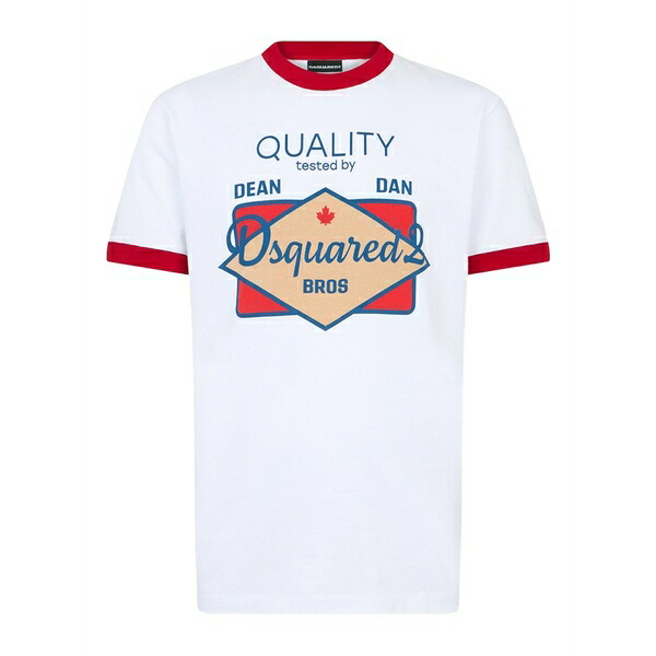 ディースクエアード メンズ プルオーバー トップス Graphic-print crew-neck t-shirt White
