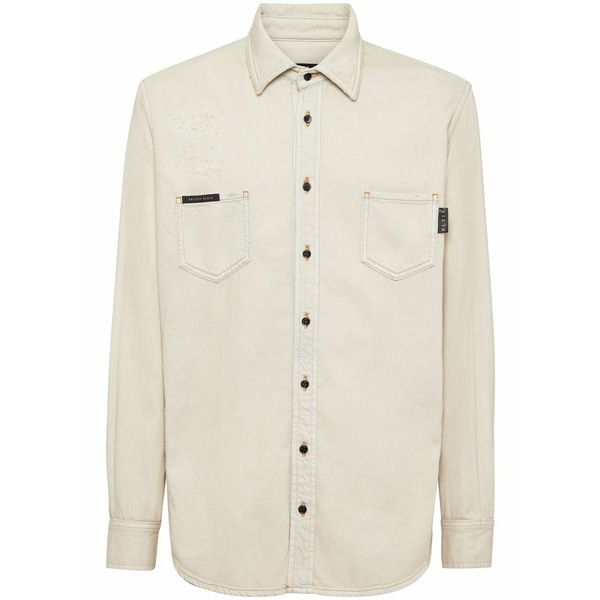 フィリップ飾り気の無い メンズ プルオーバー トップス Denim shirt    Neutrals