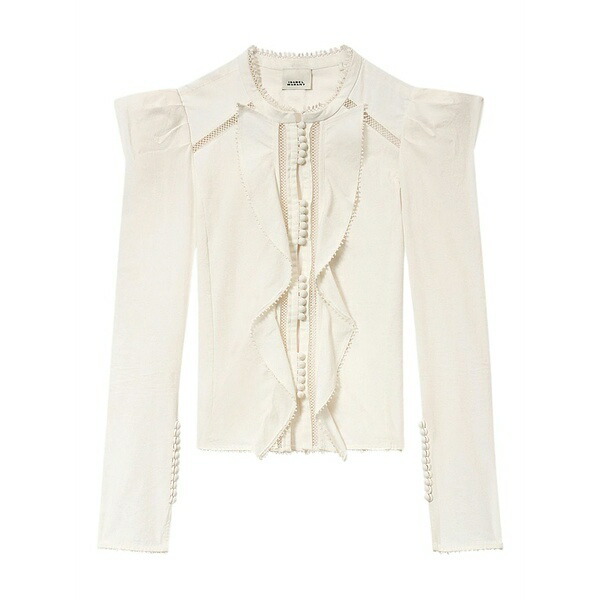 イザベル マラン レディース シャツ トップス Calina ruffled button blouse White｜asty