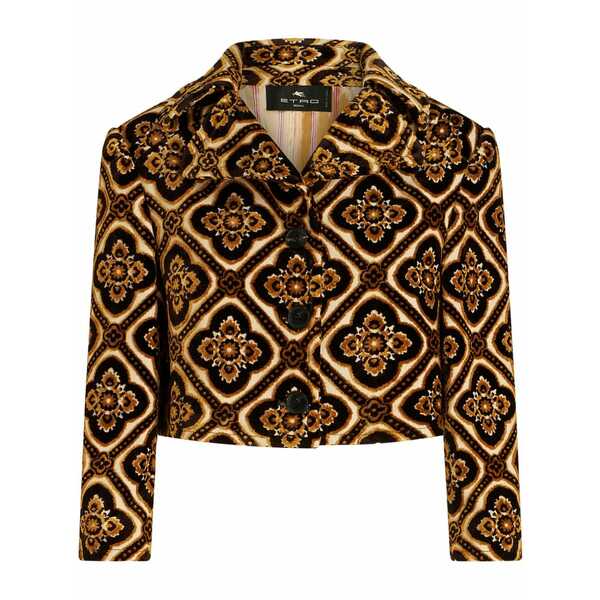 エトロ レディース 上衣＆上衣 アウター Geometric-print cropped jacket Brown