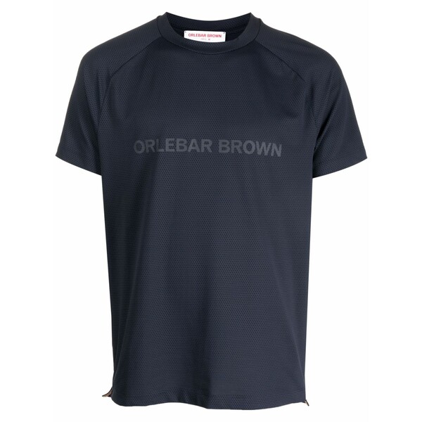 オールバー ブラウン メンズ Tシャツ トップス Logo-stamp t-shirt Blue｜asty