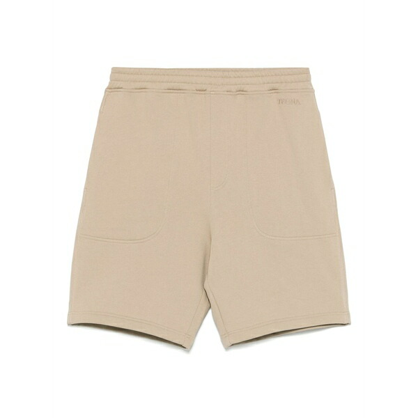 ゼニア メンズ カジュアルパンツ ボトムス Logo-embroidered track shorts Neutrals|asty