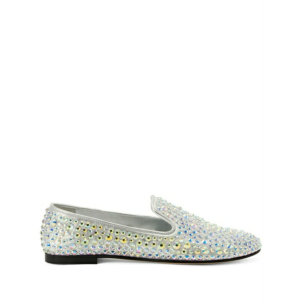 ジュゼッペザノッティ レディース スリッポン・ローファー シューズ Evangeline rhinestone-embellished leather loafers Silver