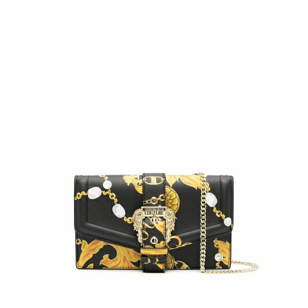 呼びりん探し回る レディース ショルダーバッグ 御徒面子 Baroque-print cross body bag Black