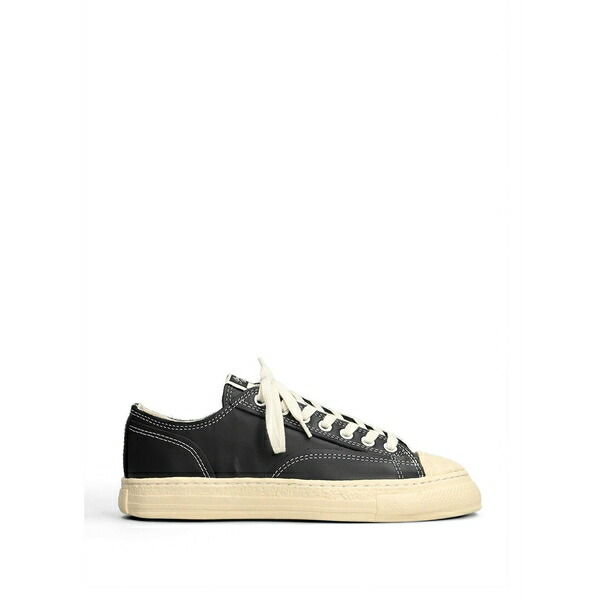ミハラヤスヒロ メンズ スニーカー シューズ Roy contrast-stitch leather sneakers Black｜asty