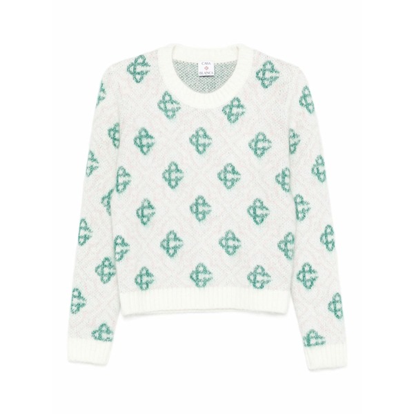 カサブランカ レディース 編み物\u0026プルオーバー アウター Patterned crew-neck sweater Neutrals