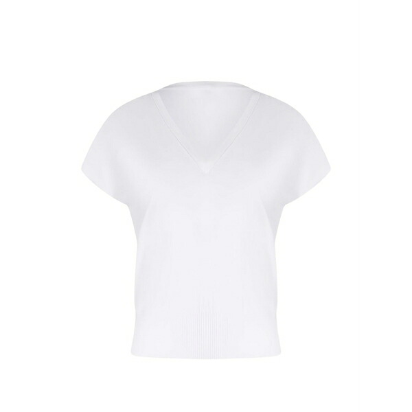 ドンダップ レディース プルオーバー トップス V-neck ribbed t-shirt White