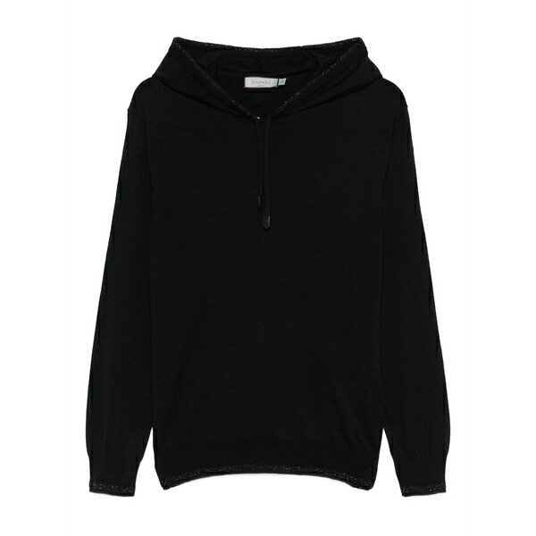 カナーリ メンズ パーカー・スウェットシャツ アウター Sequin-embellished hoodie Black