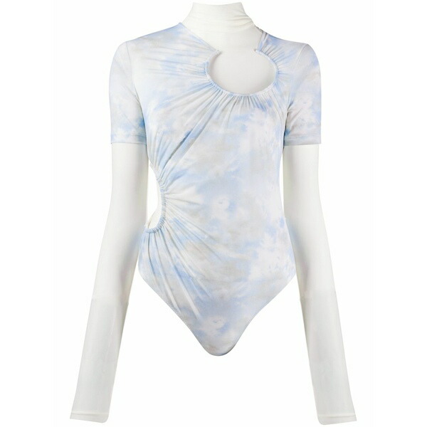 象牙色 レディース プルオーバー トップス Tie-dye layered bodysuit Blue